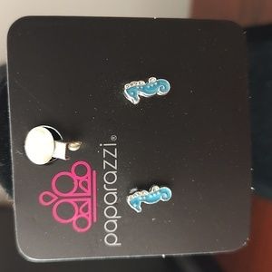 PAPARAZZI Teal Blue Seahorse Post Earrings